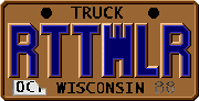 Wisconsin liscense plate: RTTWLR